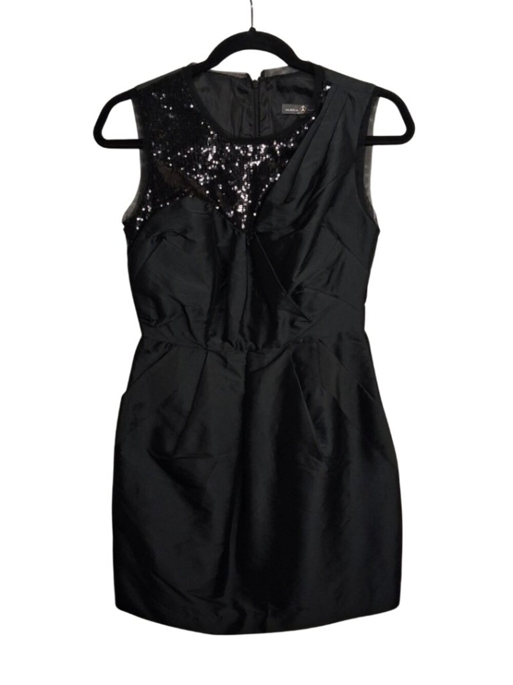 ALEXIA ADMOR Black Sequin Dress Sleeveless Cocktail Party Mini XSmall